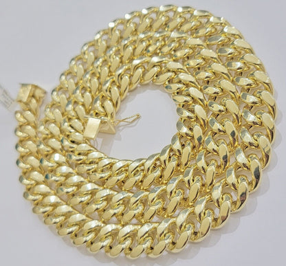 10k Yellow Gold Chain 12mm Miami Cuban Link Necklace 20" - 30" Real 10kt Box Clasp - Reva Jeweler