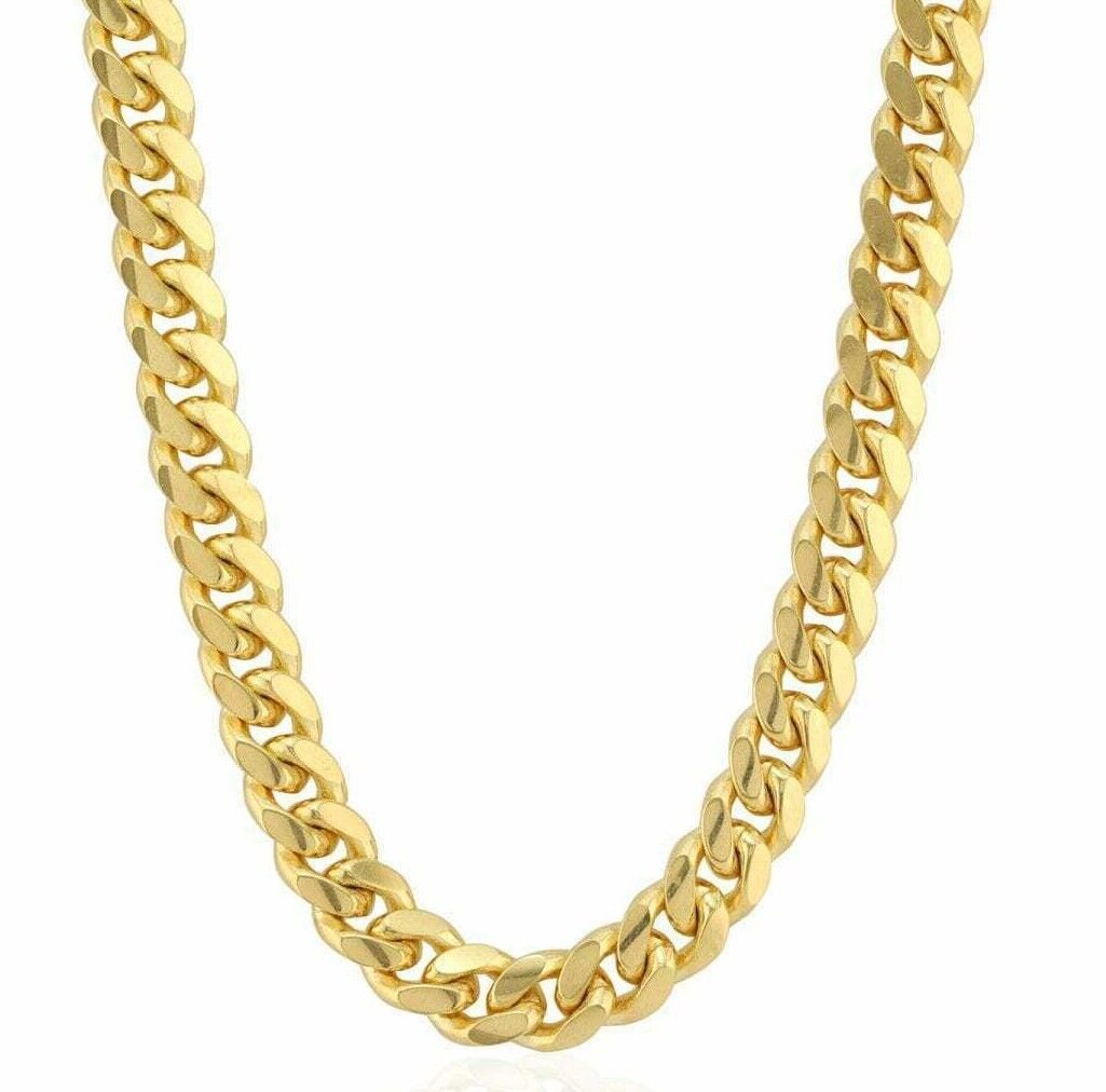 10k Yellow Gold Chain 12mm Miami Cuban Link Necklace 20" - 30" Real 10kt Box Clasp - Reva Jeweler