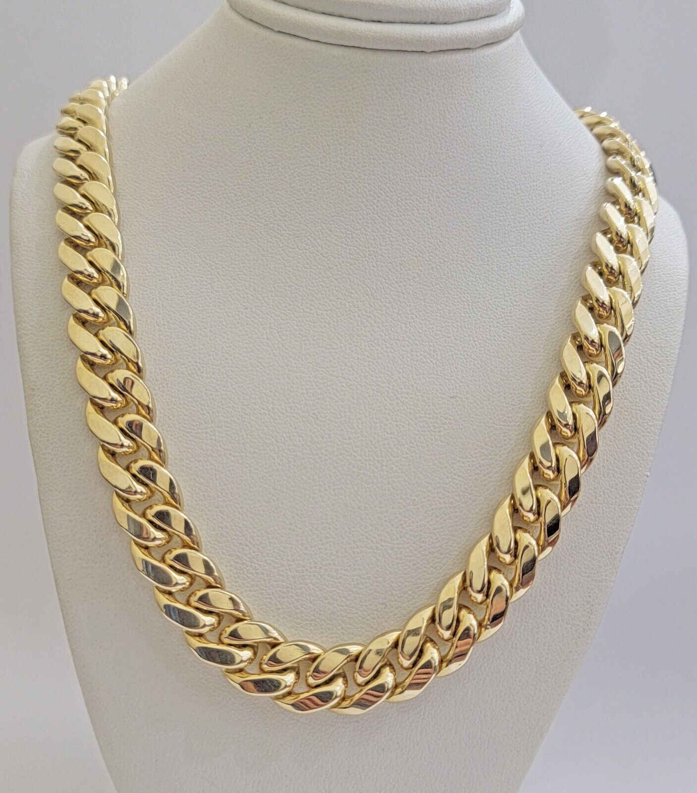10k Yellow Gold Chain 12mm Miami Cuban Link Necklace 20" - 30" Real 10kt Box Clasp - Reva Jeweler