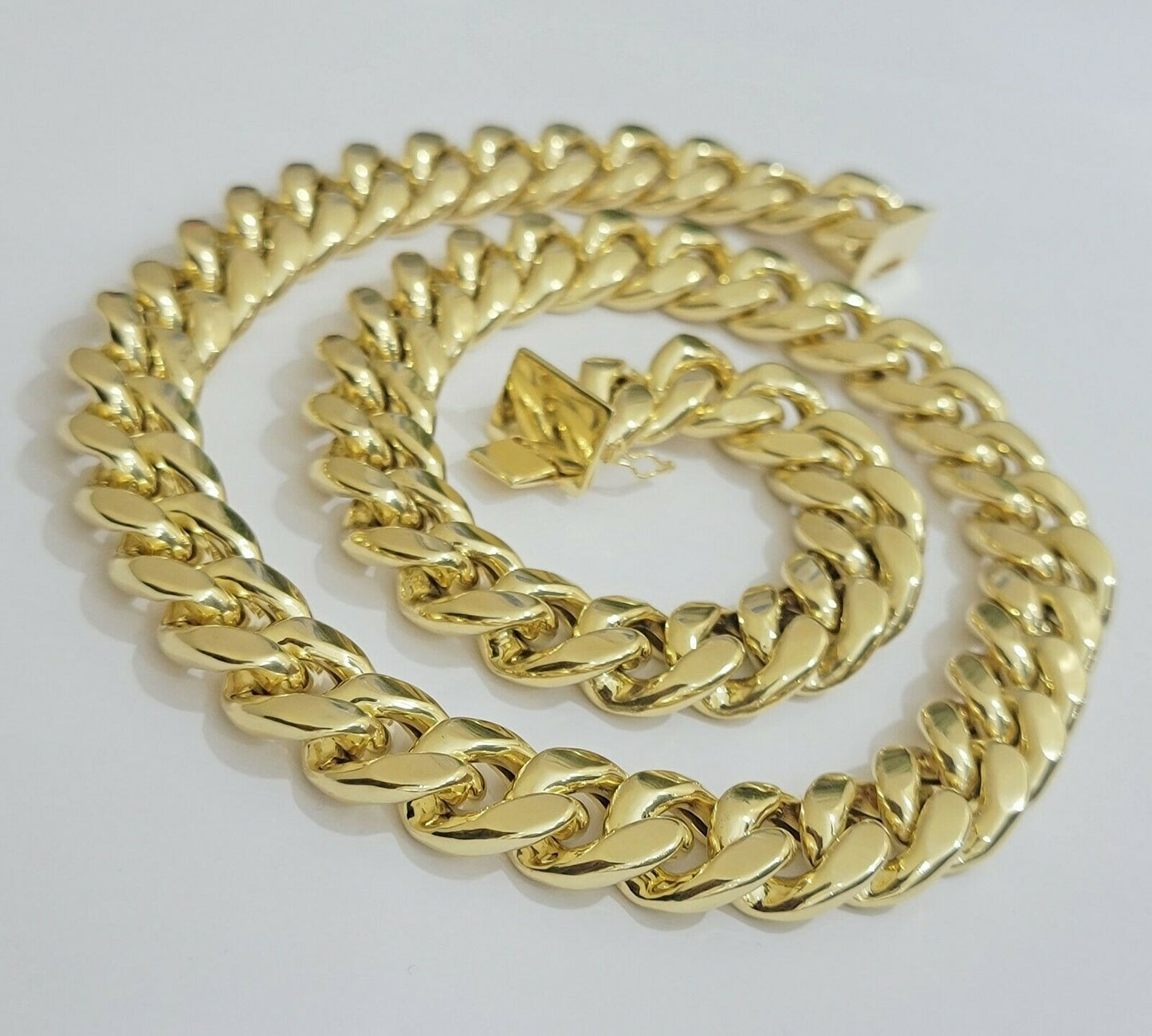 10k Yellow Gold Chain 15mm Miami Cuban Link Men Necklace 20" - 30" REAL 10kt, Mens - Reva Jeweler