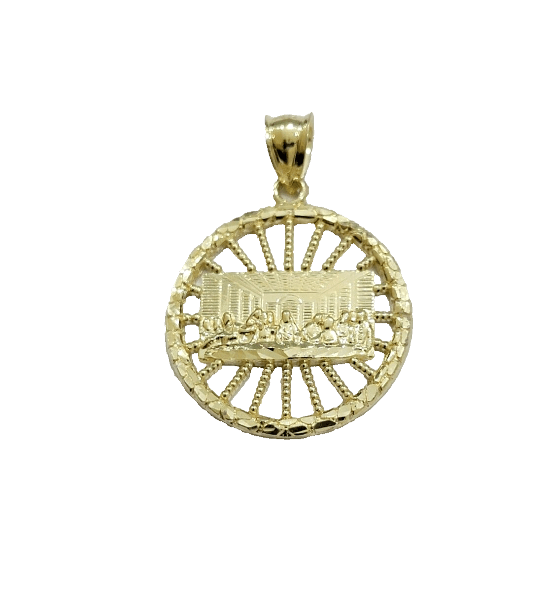 10k Yellow Gold chain Charm Pendant set Miami Cuban 4mm 20 Inch & Last supper - Reva Jeweler