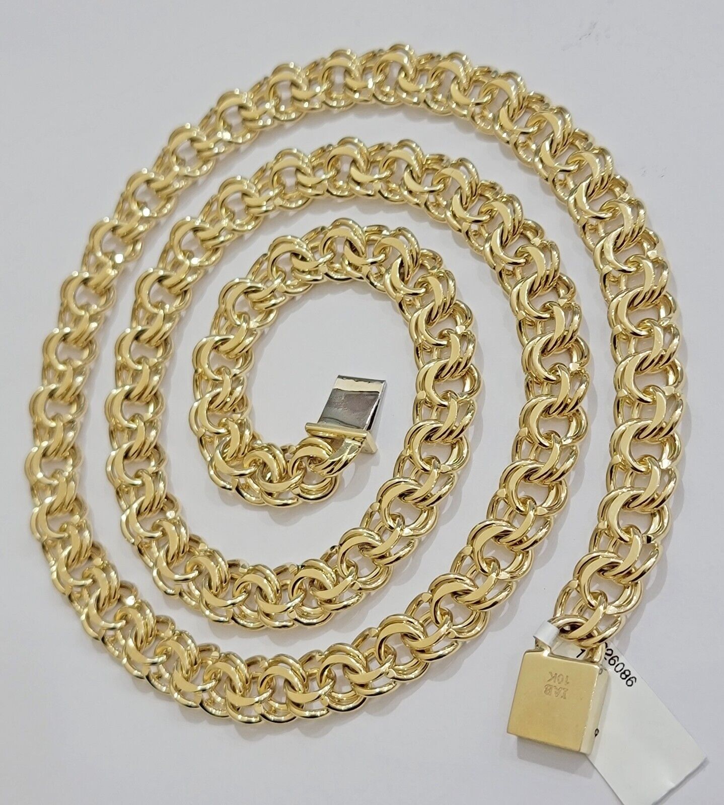 10k Yellow Gold Chain Chino Necklace Solid Link 9mm 20 Inch Real 10kt Box Clasp - Reva Jeweler
