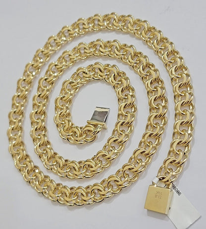 10k Yellow Gold Chain Chino Necklace Solid Link 9mm 20 Inch Real 10kt Box Clasp - Reva Jeweler