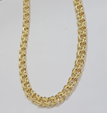 10k Yellow Gold Chain Chino Necklace Solid Link 9mm 20 Inch Real 10kt Box Clasp - Reva Jeweler