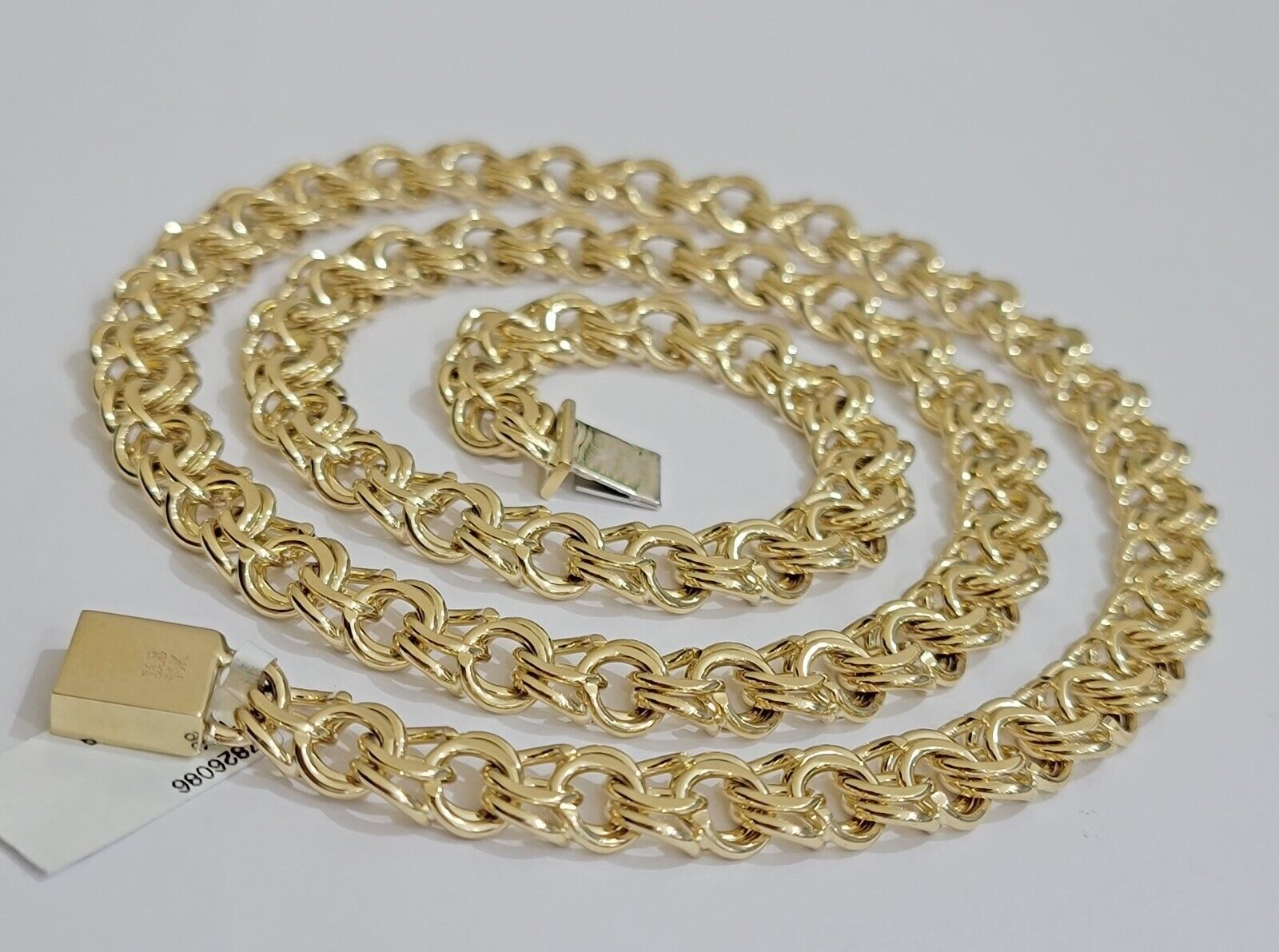 10k Yellow Gold Chain Chino Necklace Solid Link 9mm 20 Inch Real 10kt Box Clasp - Reva Jeweler