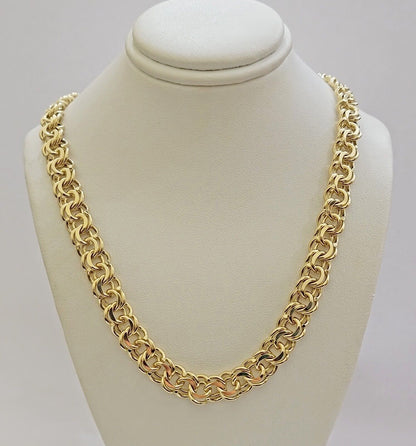 10k Yellow Gold Chain Chino Necklace Solid Link 9mm 20 Inch Real 10kt Box Clasp - Reva Jeweler