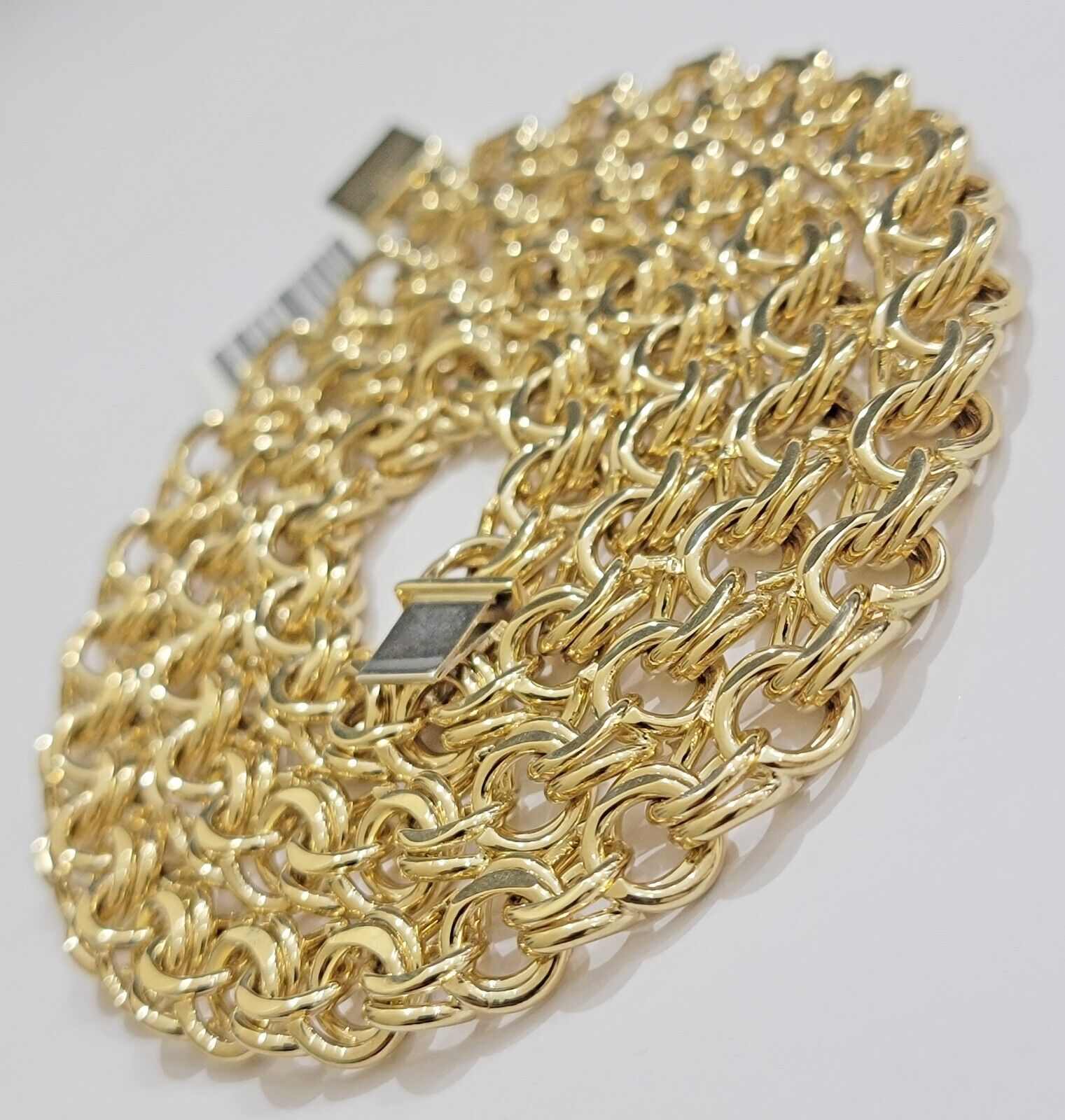 10k Yellow Gold Chain Chino Necklace Solid Link 9mm 20 Inch Real 10kt Box Clasp - Reva Jeweler
