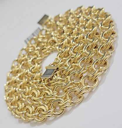 10k Yellow Gold Chain Chino Necklace Solid Link 9mm 20 Inch Real 10kt Box Clasp - Reva Jeweler