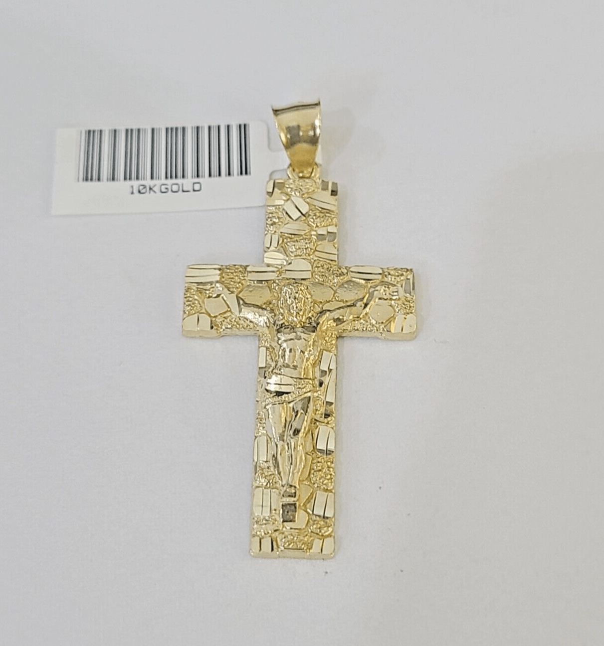 10k Yellow Gold Chain Cross Charm Set Miami Cuban Link Necklace Pendant DISCOUNT - Reva Jeweler