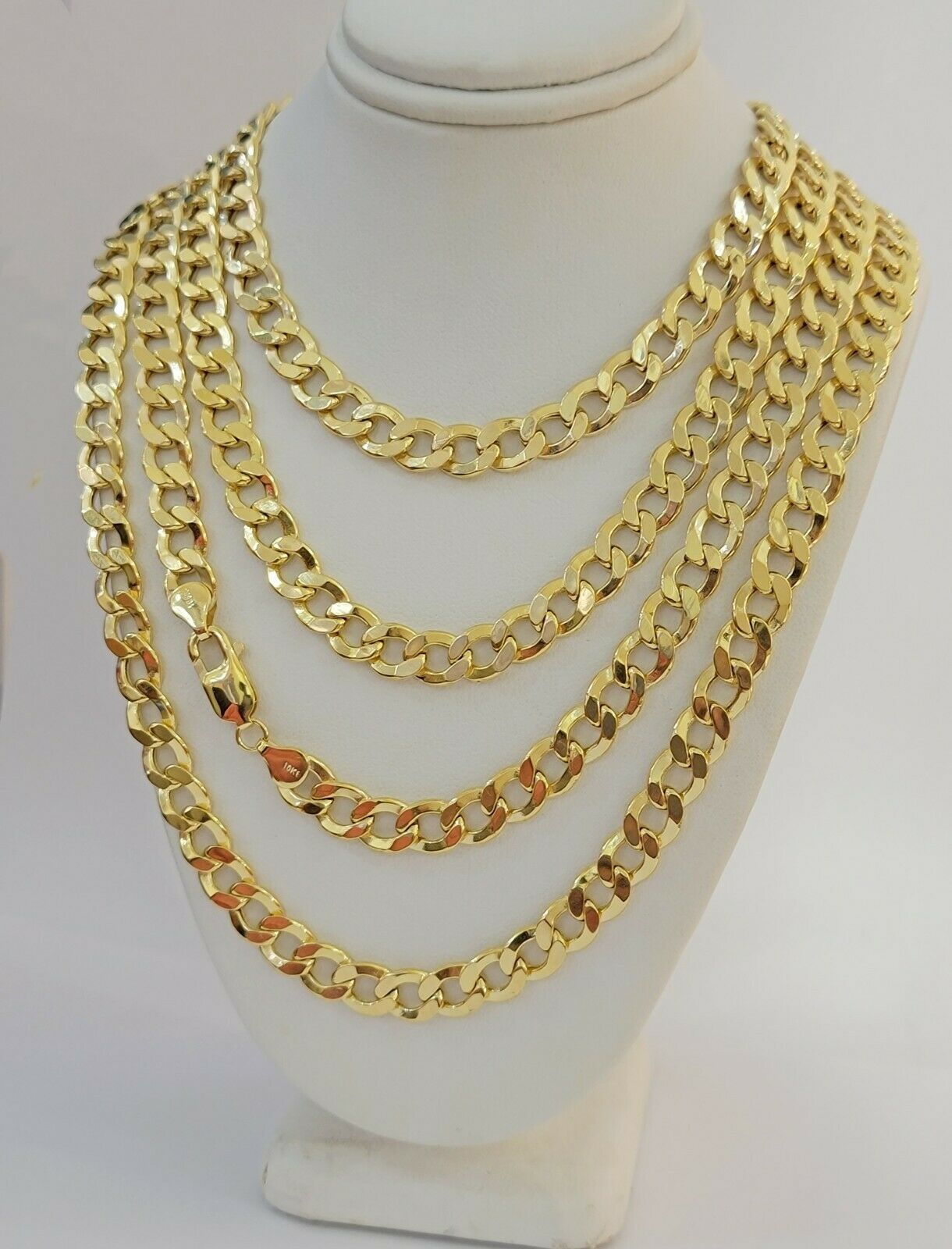 10k Yellow Gold Chain Necklace Cuban Curb Link 8mm 20" Inch 10kt Mens REAL Gold - Reva Jeweler