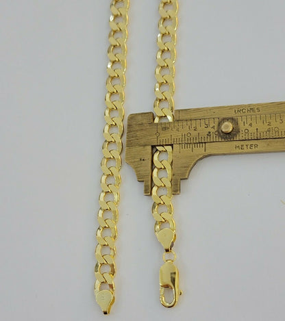 10k Yellow Gold Chain Necklace Cuban Curb Link 8mm 20" Inch 10kt Mens REAL Gold - Reva Jeweler