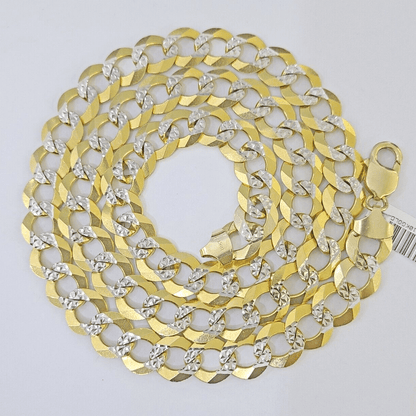 10k Yellow Gold chain Solid Necklace Cuban Curb Link REAL 12mm 20 - 30 Inch Mens - Reva Jeweler