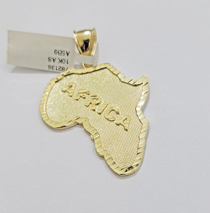 10k Yellow Gold Charm Africa Continent Pendant Mens REAL 10KT GOLD & FREE SHIPPING - Reva Jeweler