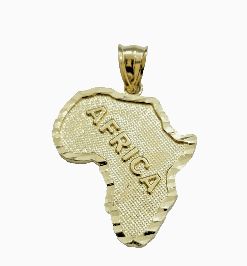 10k Yellow Gold Charm Africa Continent Pendant Mens REAL 10KT GOLD & FREE SHIPPING - Reva Jeweler