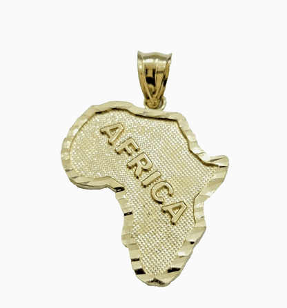 10k Yellow Gold Charm Africa Continent Pendant Mens REAL 10KT GOLD & FREE SHIPPING - Reva Jeweler