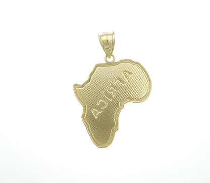 10k Yellow Gold Charm Africa Continent Pendant Mens REAL 10KT GOLD & FREE SHIPPING - Reva Jeweler