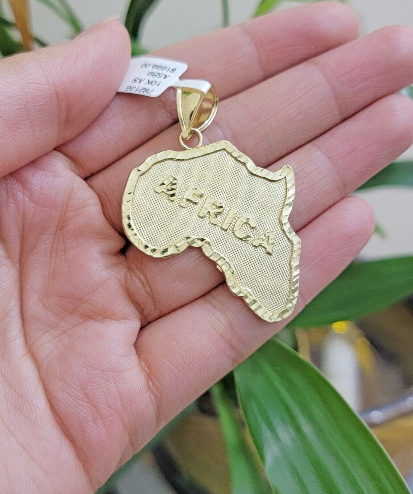 10k Yellow Gold Charm Africa Continent Pendant Mens REAL 10KT GOLD & FREE SHIPPING - Reva Jeweler