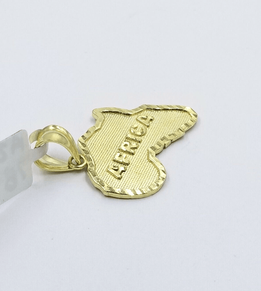 10k Yellow Gold Charm Africa Continent Pendant Mens REAL 10KT With FREE SHIPPING - Reva Jeweler