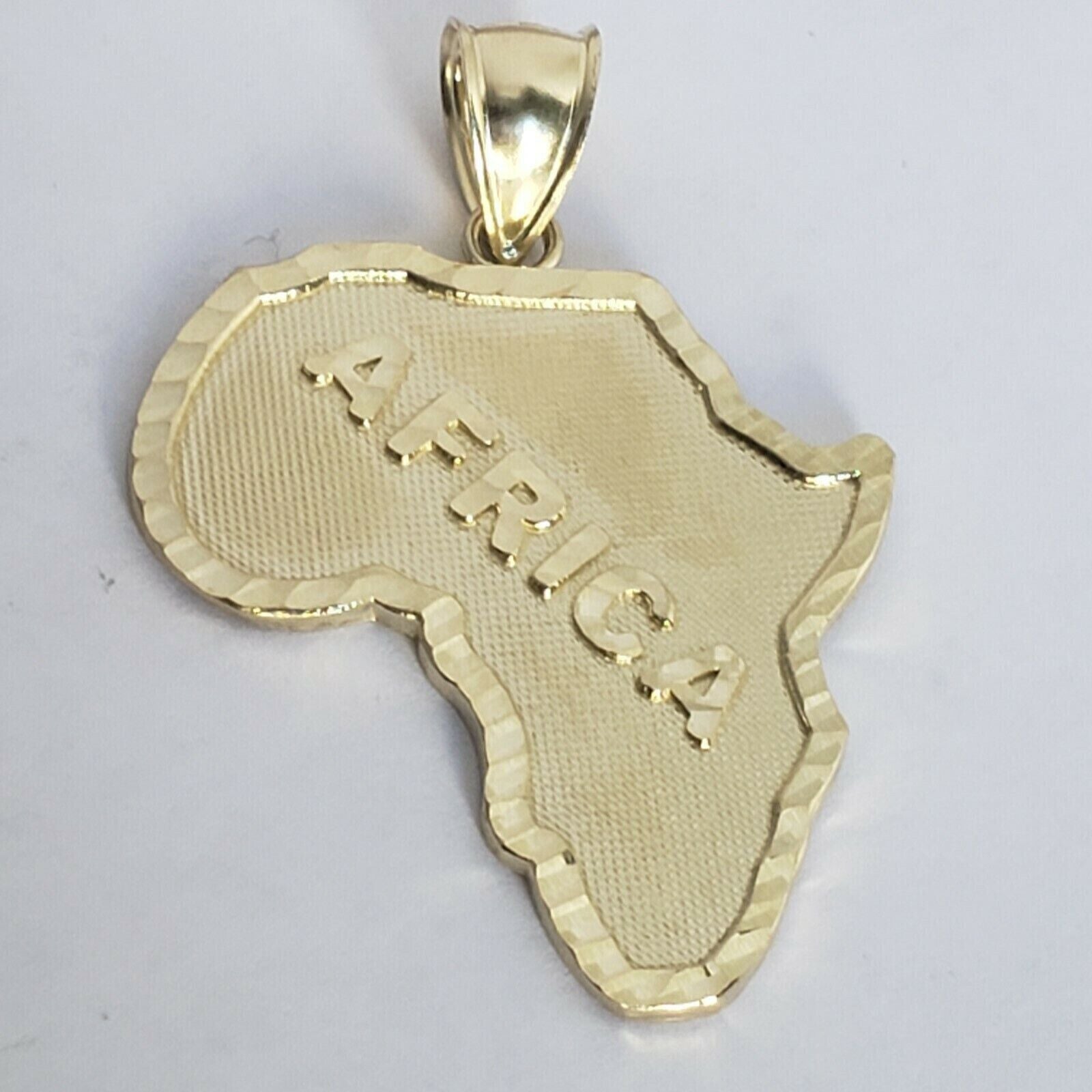 10k Yellow Gold Charm Africa Continent Pendant Mens REAL 10KT With FREE SHIPPING - Reva Jeweler