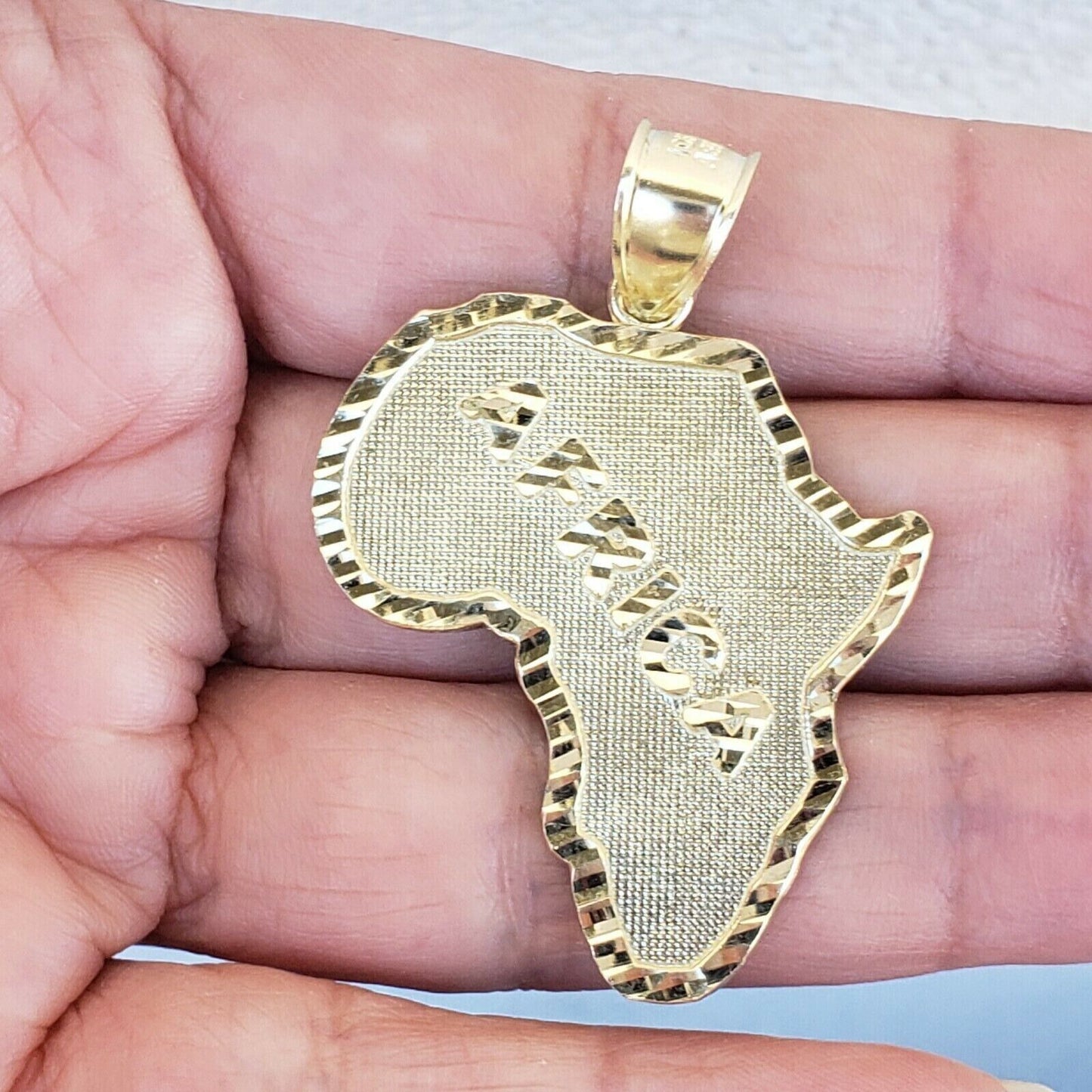 10k Yellow Gold Charm Africa Continent Pendant Mens REAL 10KT With FREE SHIPPING - Reva Jeweler