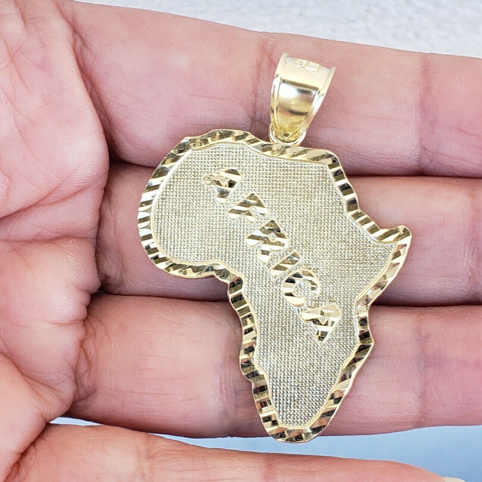 10k Yellow Gold Charm Africa Continent Pendant Mens REAL 10KT With FREE SHIPPING - Reva Jeweler