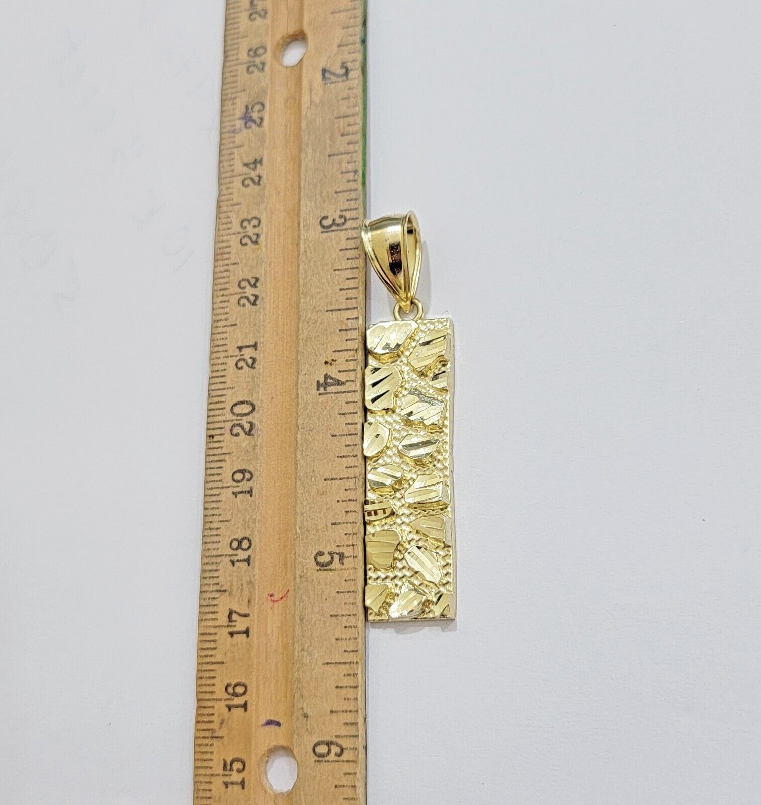10k Yellow Gold Charm Nugget Bar Mens Pendant REAL 10KT , FREE SHIPPING - Reva Jeweler