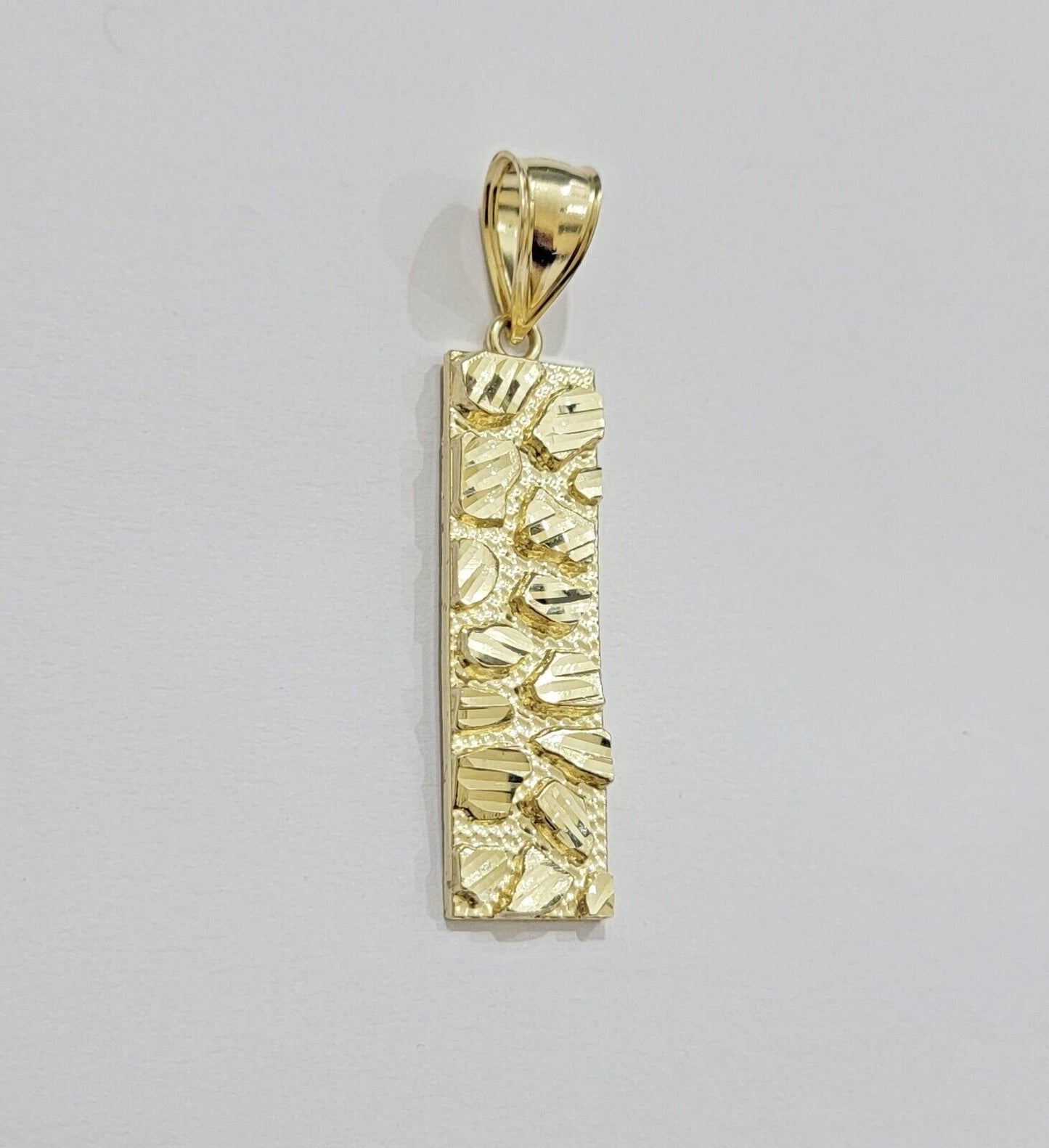 10k Yellow Gold Charm Nugget Bar Mens Pendant REAL 10KT , FREE SHIPPING - Reva Jeweler