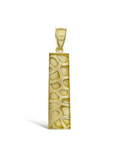 10k Yellow Gold Charm Nugget Bar Mens Pendant REAL 10KT , FREE SHIPPING - Reva Jeweler