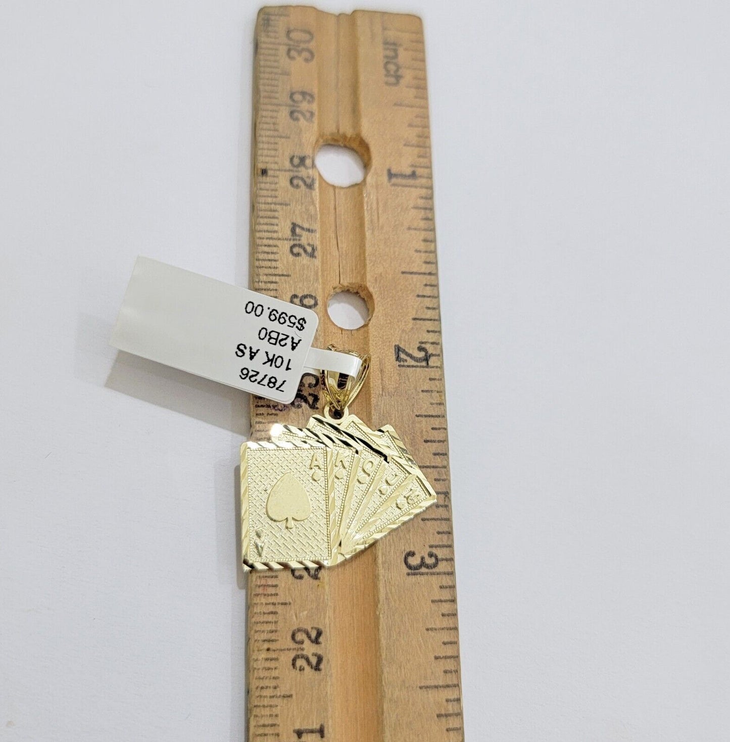 10k Yellow Gold Charm Poker Pendant Card Royal Flush REAL 10KT & FREE SHIPPING - Reva Jeweler