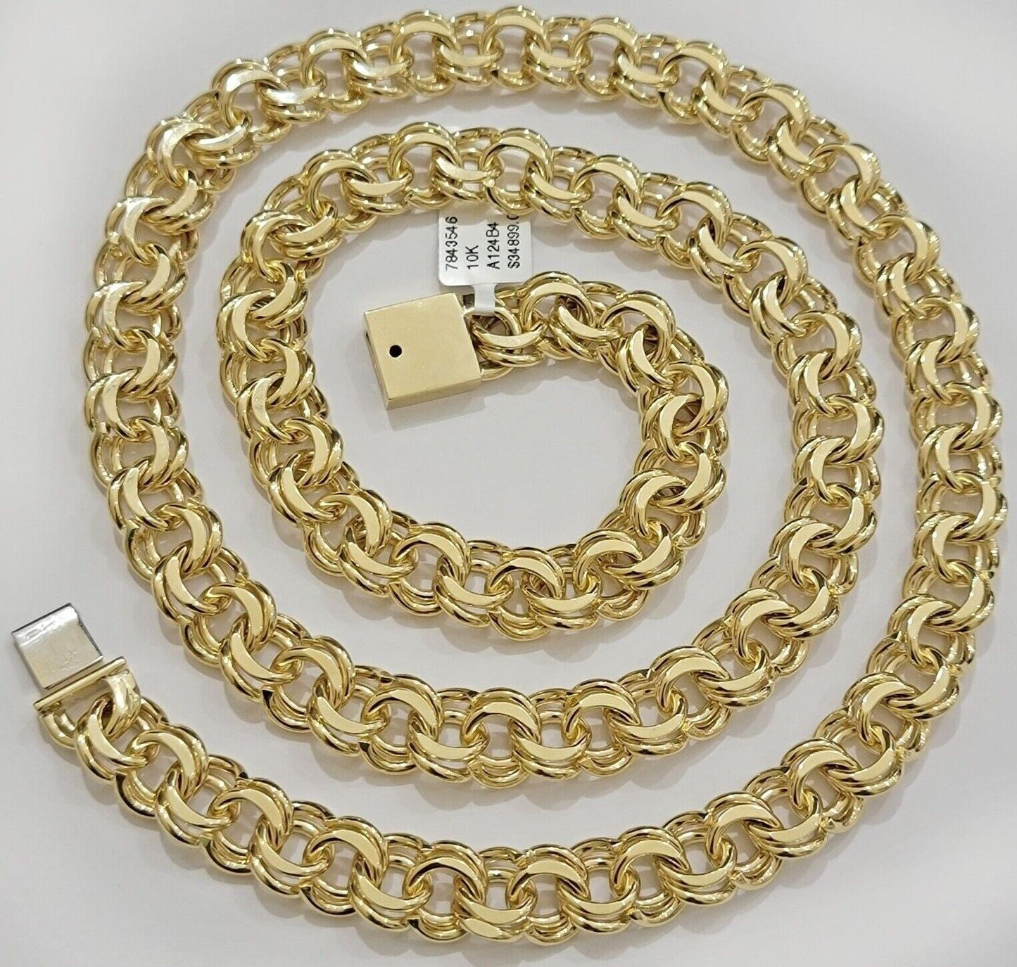 10k Yellow Gold Chino Chain Solid Link Necklace 10mm 22" - 26" Real 10kt Box Clasp - Reva Jeweler