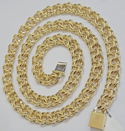 10k Yellow Gold Chino Chain Solid Link Necklace 9mm 22" - 26" Real 10kt Box Clasp - Reva Jeweler