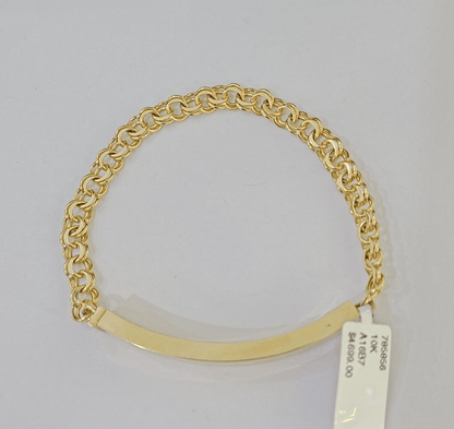 10k Yellow Gold Chino ID Bracelet Size 8" 6mm Inches Box Lock Real 10kt - Reva Jeweler