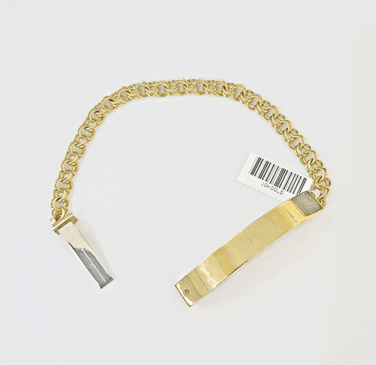 10k Yellow Gold Chino ID Bracelet Size 8" 6mm Inches Box Lock Real 10kt - Reva Jeweler