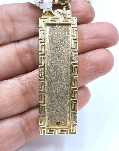 10k Yellow Gold Chino Link ID Bracelet 13 mm 9 Inch For Men's 10kt Gold - Reva Jeweler