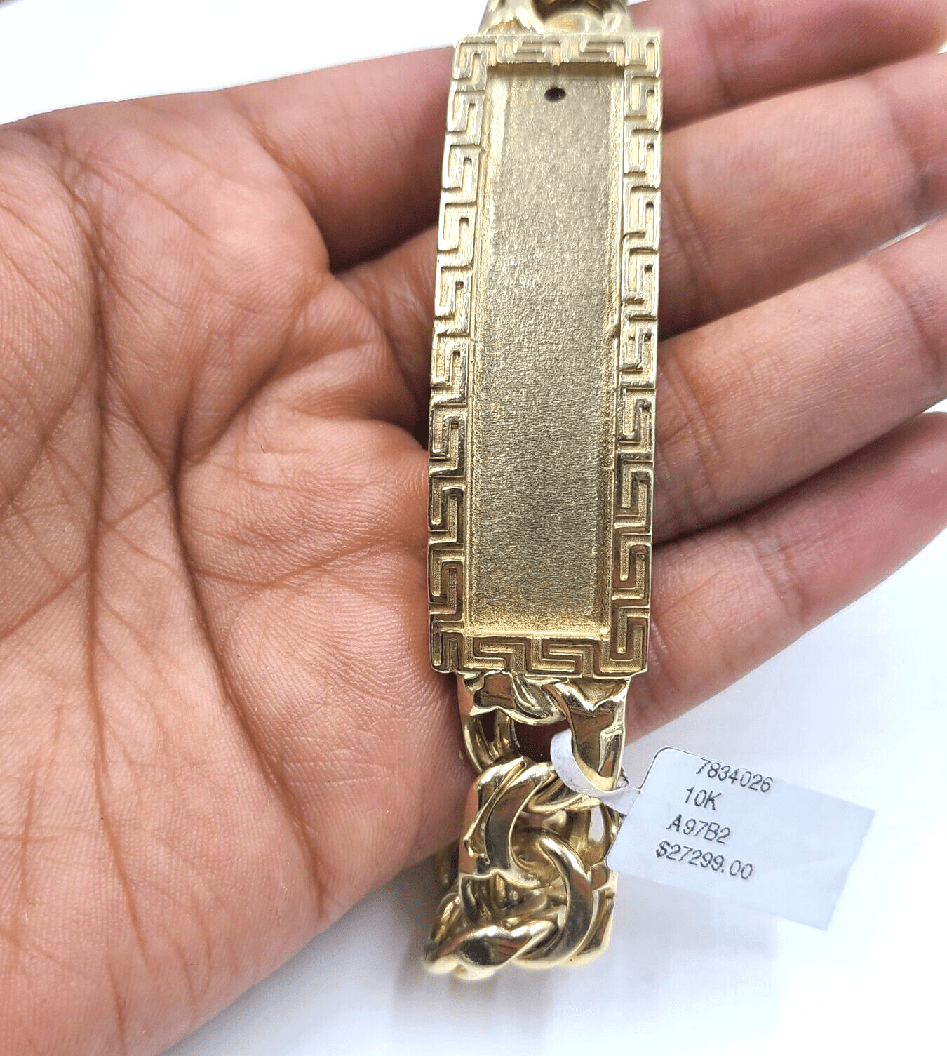 10k Yellow Gold Chino Link ID Bracelet 13 mm 9 Inch For Men's 10kt Gold - Reva Jeweler