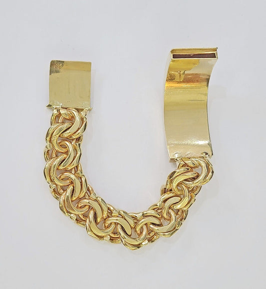 10k Yellow Gold Chino Link ID Bracelet 9.5 Inches Solid For Men's 10kt Real - Reva Jeweler