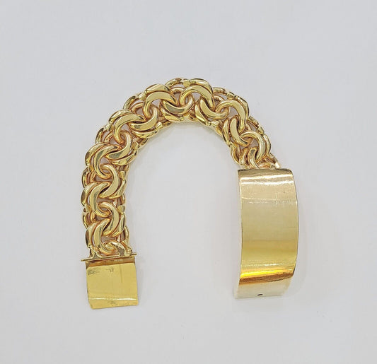 10k Yellow Gold Chino Link ID Bracelet 9.5 Inches Solid For Men's 10kt Real - Reva Jeweler