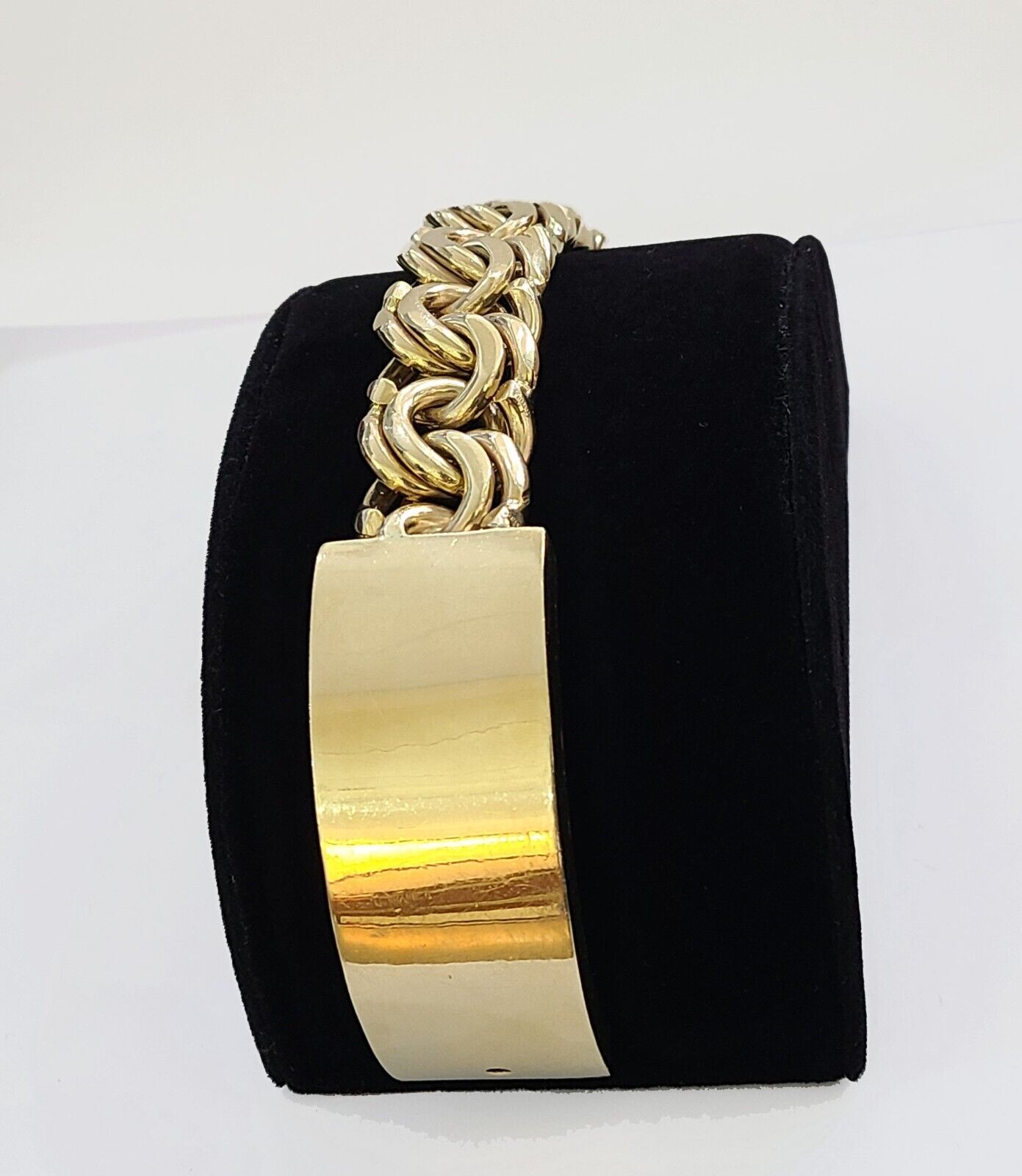 10k Yellow Gold Chino Link ID Bracelet 9.5 Inches Solid For Men's 10kt Real - Reva Jeweler