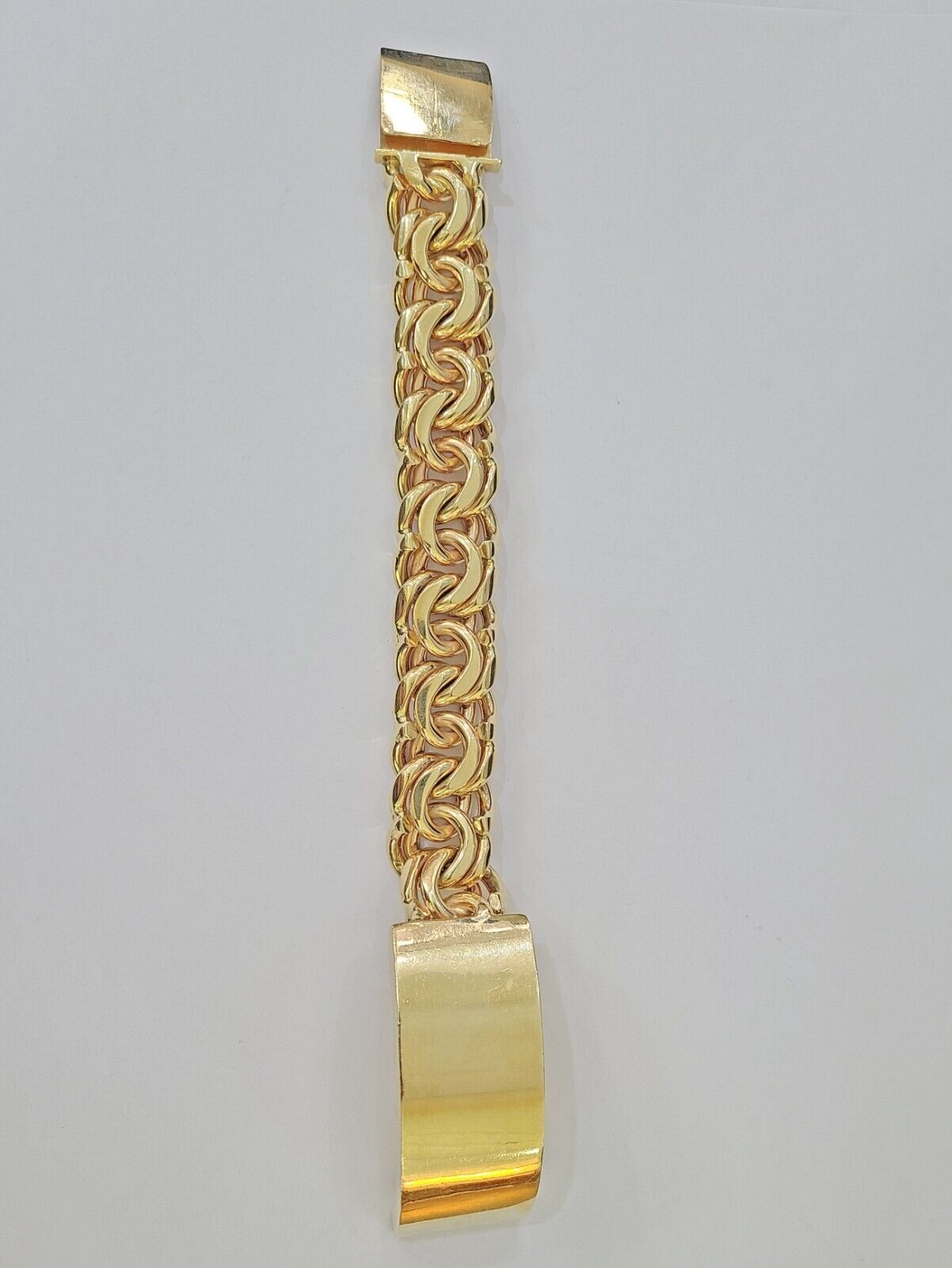 10k Yellow Gold Chino Link ID Bracelet 9.5 Inches Solid For Men's 10kt Real - Reva Jeweler