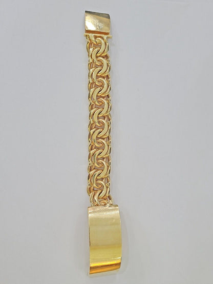 10k Yellow Gold Chino Link ID Bracelet 9.5 Inches Solid For Men's 10kt Real - Reva Jeweler