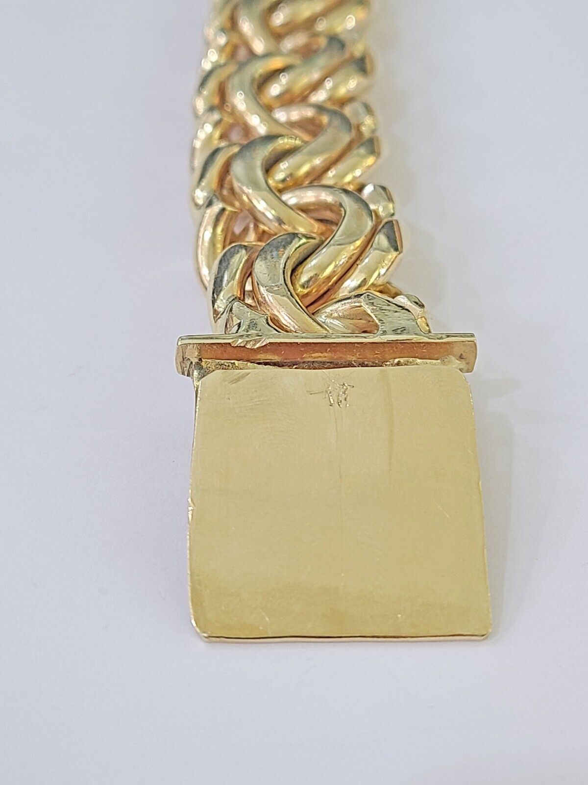 10k Yellow Gold Chino Link ID Bracelet 9.5 Inches Solid For Men's 10kt Real - Reva Jeweler