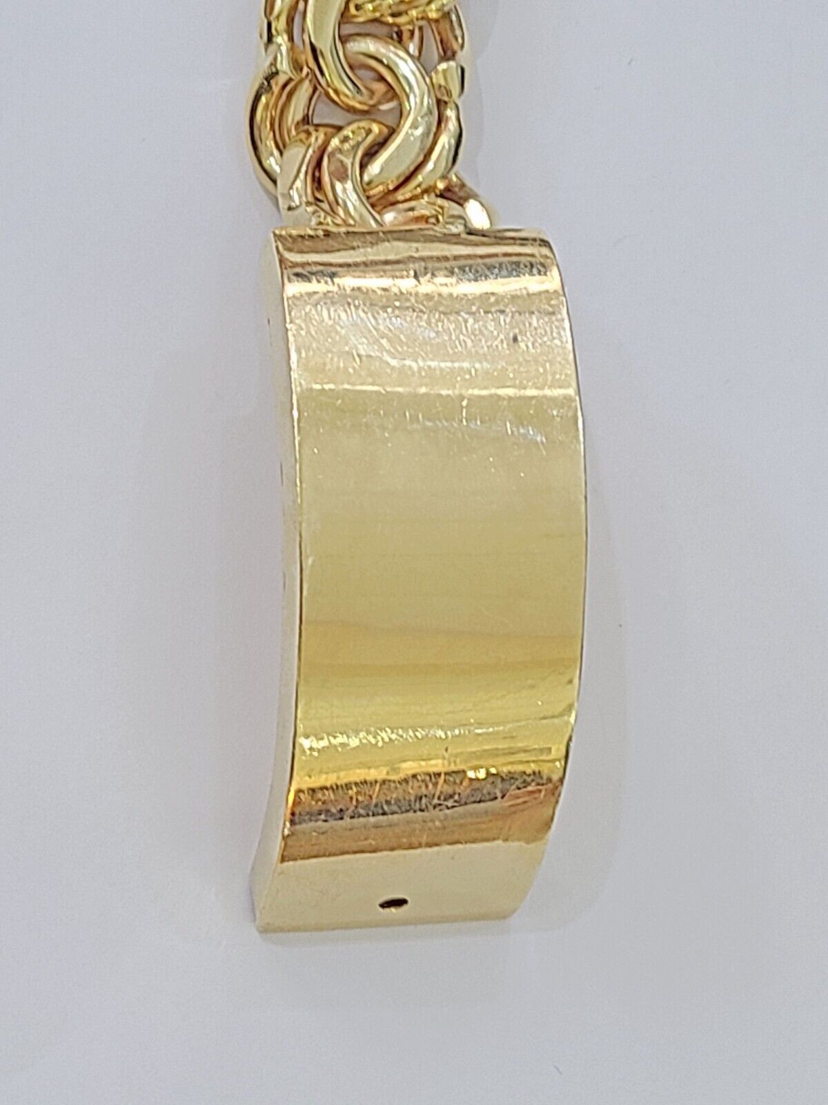 10k Yellow Gold Chino Link ID Bracelet 9.5 Inches Solid For Men's 10kt Real - Reva Jeweler