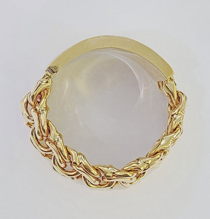 10k Yellow Gold Chino Link ID Bracelet 9.5 Inches Solid For Men's 10kt Real - Reva Jeweler
