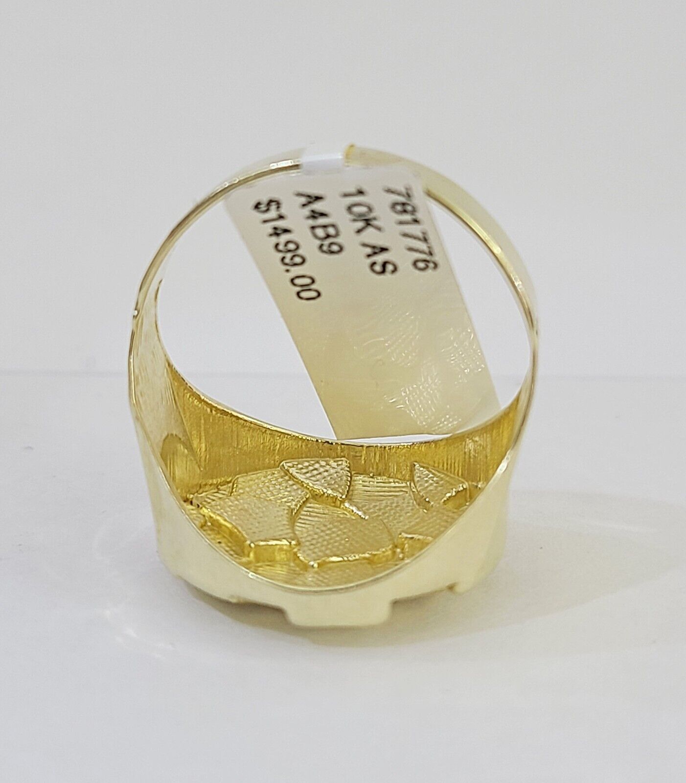 10k yellow Gold Circular Nugget Men Ring Real - Reva Jeweler