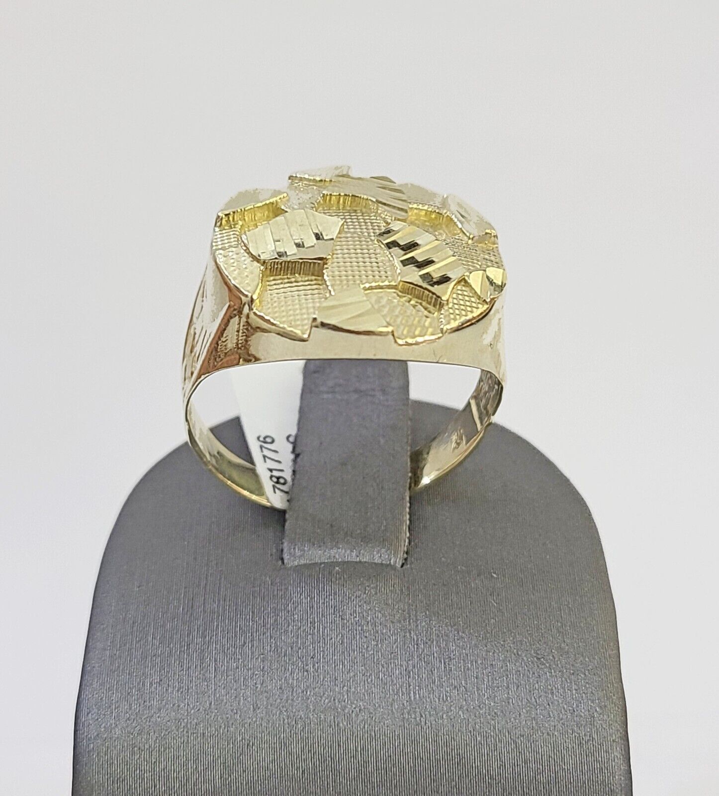 10k yellow Gold Circular Nugget Men Ring Real - Reva Jeweler