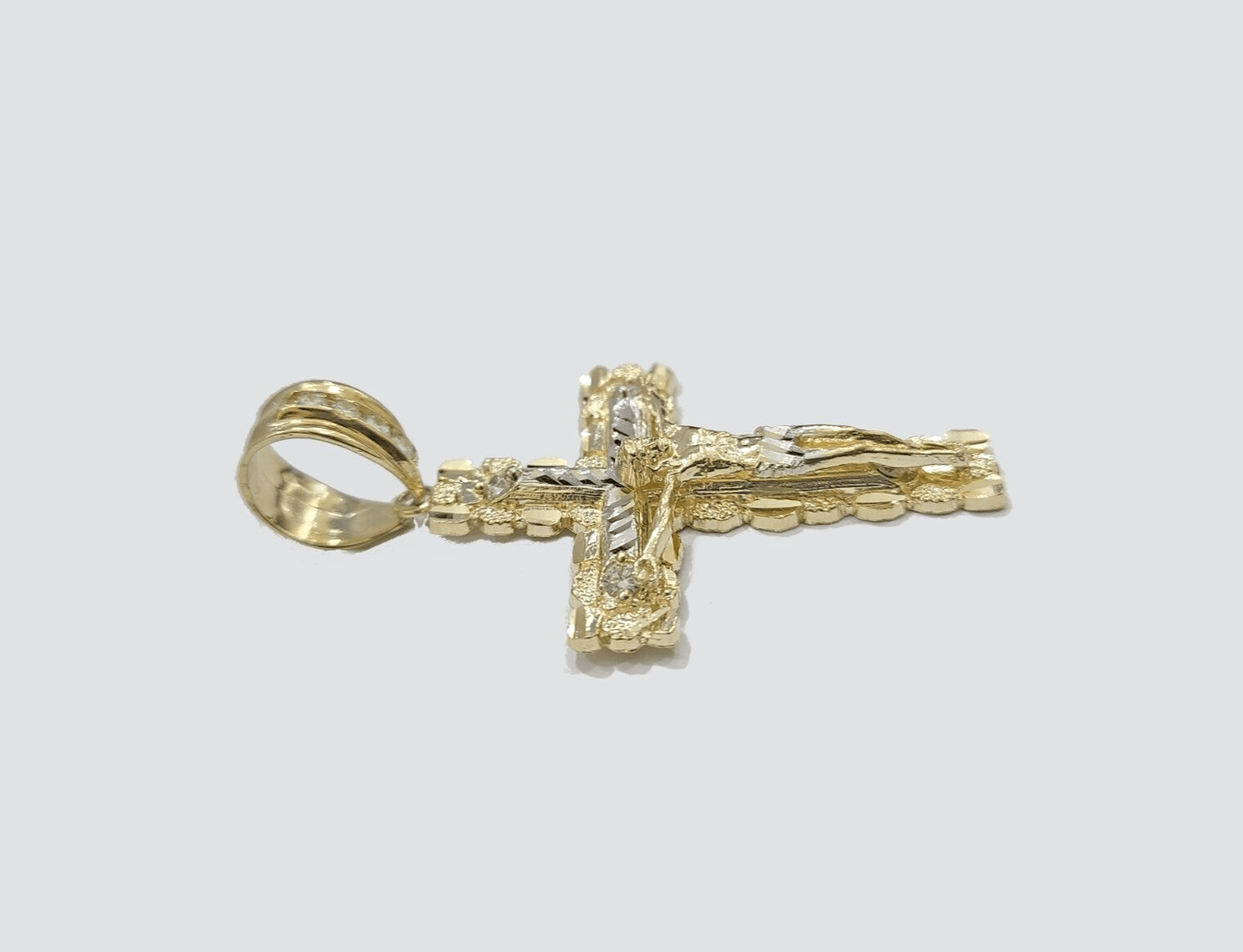 10k Yellow Gold Coss Pendant Charm Jesus Crucifix Cross 2'' Inch Real 10KT Gold - Reva Jeweler