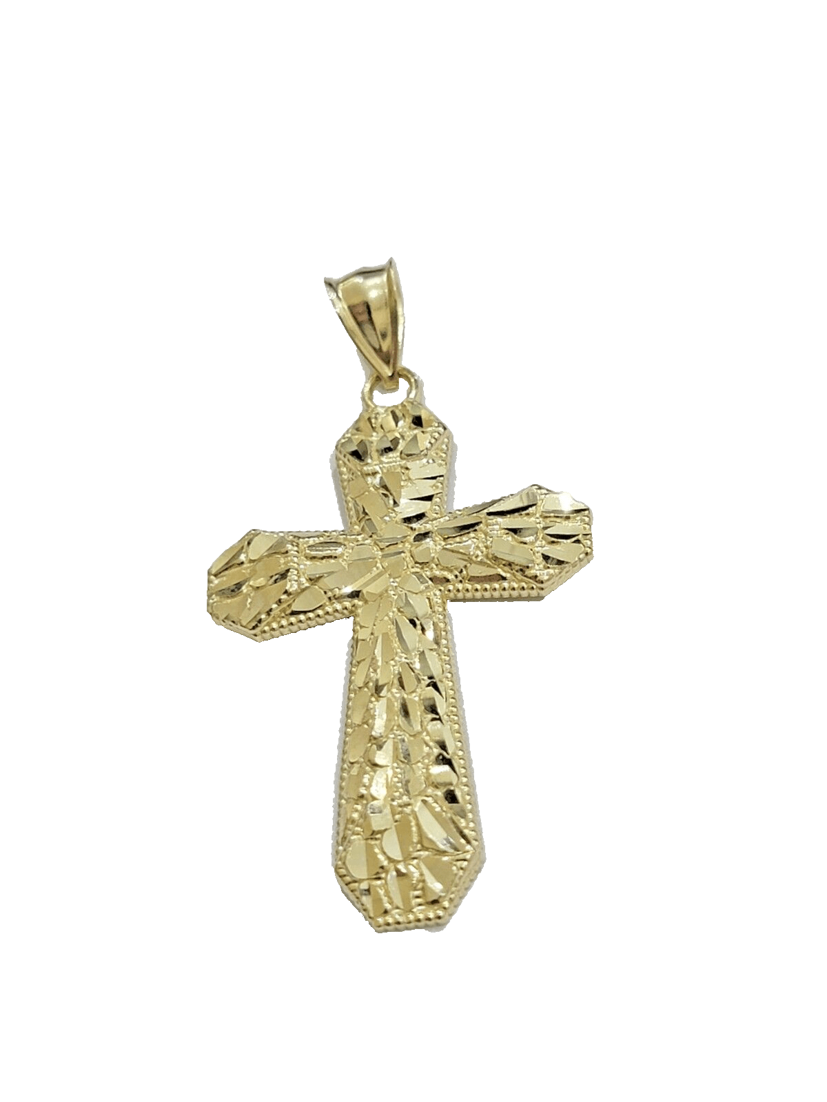 10k Yellow Gold Cross Charm Jesus Pendant 2'' Inch Necklace Chain Real 10kt SALE - Reva Jeweler
