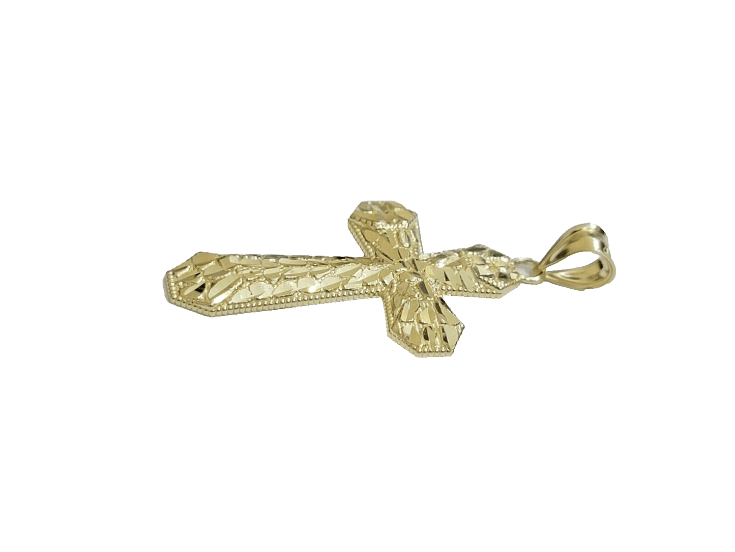 10k Yellow Gold Cross Charm Jesus Pendant 2'' Inch Necklace Chain Real 10kt SALE - Reva Jeweler