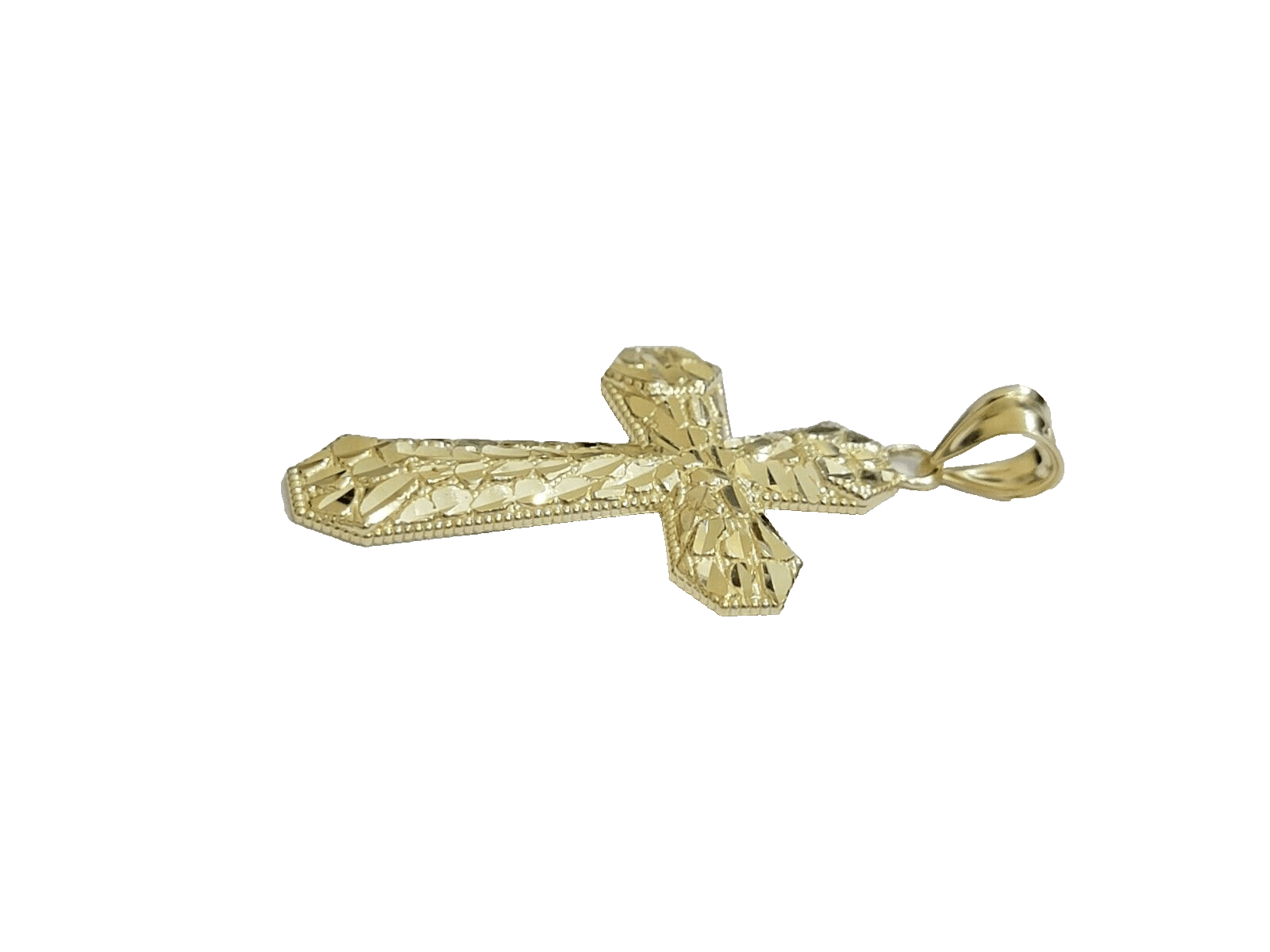 10k Yellow Gold Cross Charm Jesus Pendant 2'' Inch Necklace Chain Real 10kt SALE - Reva Jeweler