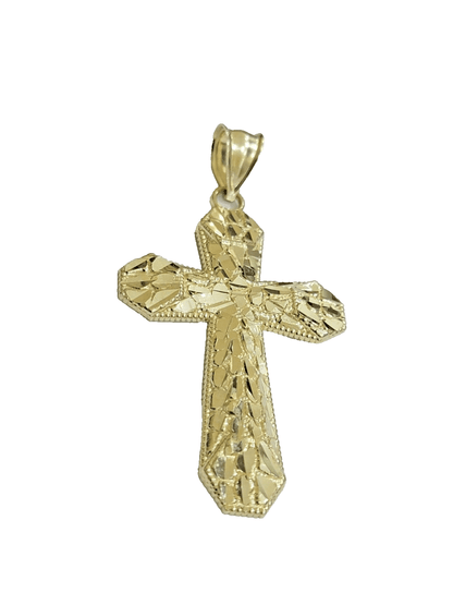 10k Yellow Gold Cross Charm Jesus Pendant 2'' Inch Necklace Chain Real 10kt SALE - Reva Jeweler